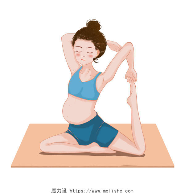 孕妇练瑜伽瑜伽运动女性健康png素材孕妇健身瑜伽运动元素